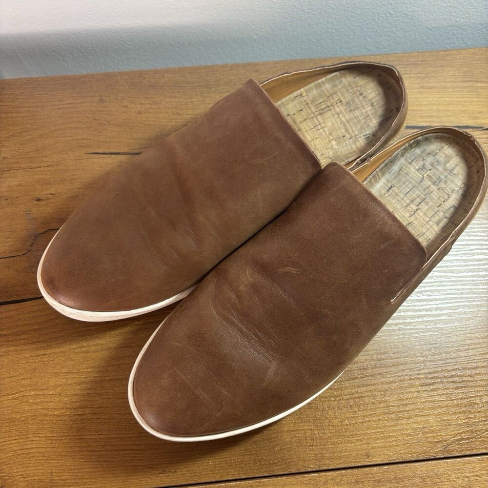Kork Ease Womens Size 10 Phoebe Brown Full Grain Leather Open Back Mules Shoes